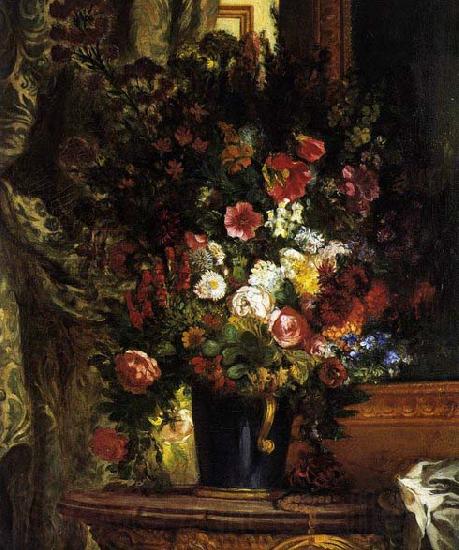 Eugene Delacroix A Vase of Flowers on a Console Norge oil painting art